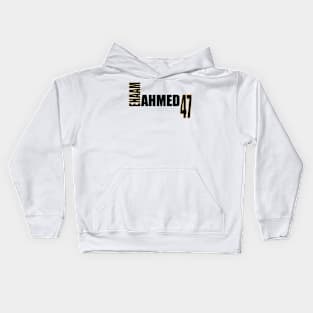 Enaam Ahmed '23 black text Kids Hoodie